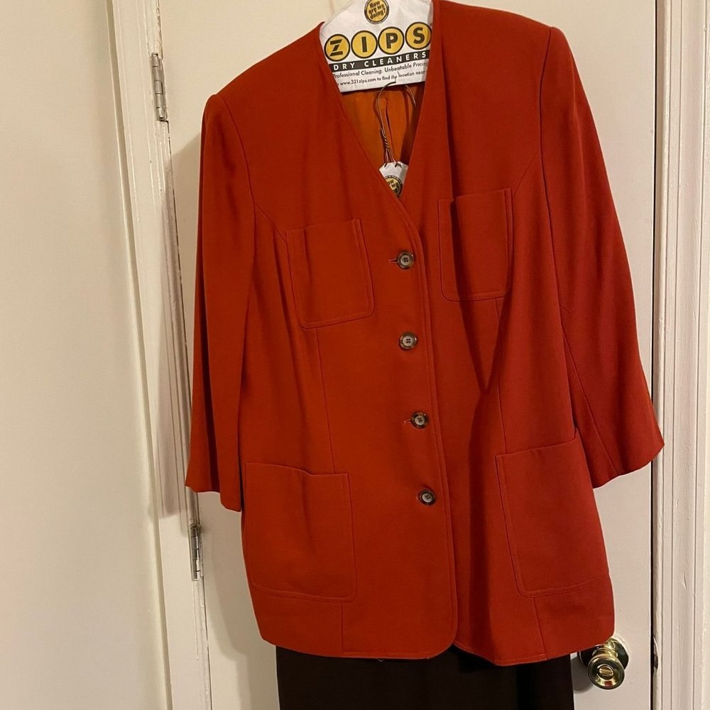 Kasper II 16W Rust and Brown Tweed 2 Piece Skirt Suit